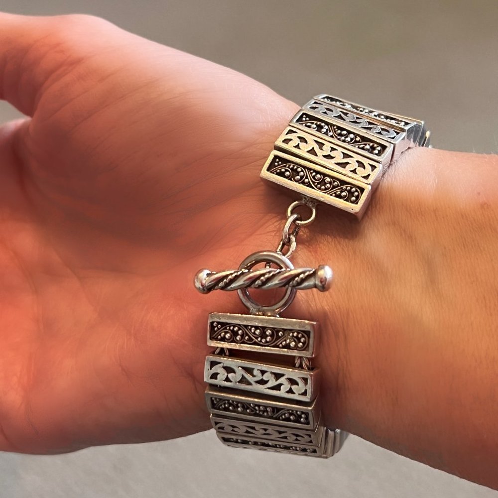 Lois Hill Chunky Open Scroll & Granulated Rectang… - image 6